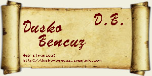 Duško Bencuz vizit kartica
